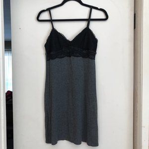 Nicole Miller New York Jersey Gray and Black Lace Chemise Size Small